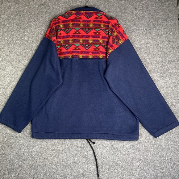 Vintage Sakai Fleece Jacket Full Zip Mens Size Xl Blue Aztec Pockets - Picture 2 of 8